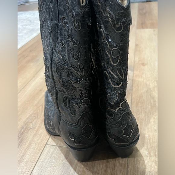 Corral Women’s Black Western Leather Boots with Sequin Inlay size 7 - Picture 7 of 11